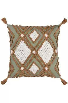 Aquene Tufted Tasselled Polyester Filled Cushion