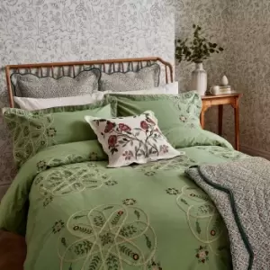 William Morris Brophy Embroidery Kingsize Duvet Cover, Green