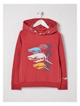 FatFace Boys Graphic Hooded Top - Berry, Size 12-13 Years