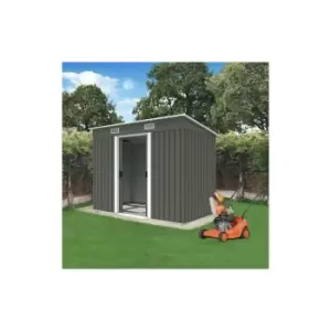 BIRCHTREE Garden Shed Metal Pent Roof 4FT X 8FT Grey and White