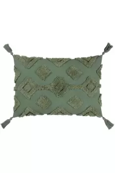 Dharma Tufted Cotton Tasselled Polyester Filled Cushion
