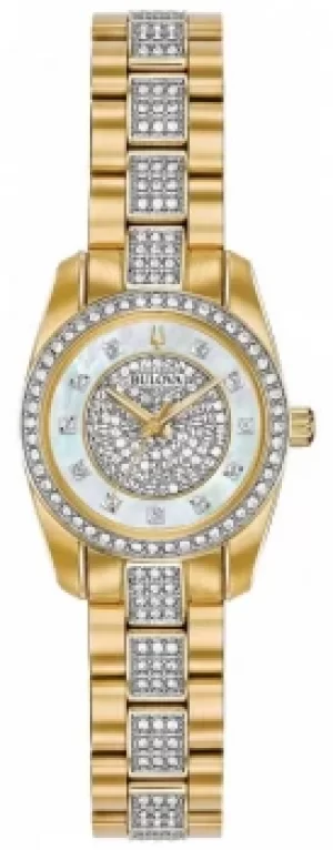 Bulova Womens Two Tone Crystal Set Bracelet Dial 98L241 Watch