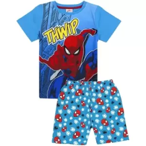 Spider-Man Boys Thwamm Comic Cotton Short Pyjama Set (2-3 Years) (Blue)