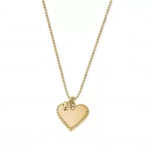Gold Personalised Diamond Cut Adjustable Double Heart Necklace PGCDCADJ32694014
