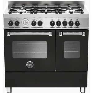 Bertazzoni MAS90-5-MFE-D-NEE Master Series 90cm Double Oven Dual Fuel Range Cooker - Black