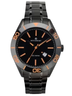 Accurist Mens Signature Black And Orange Dial Bracelet Watch 7224