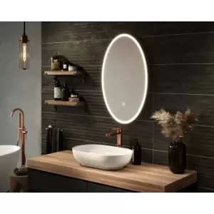 Sensio Aurora Oval LED Bathroom Mirror CCT 800 x 500mm in Silver Mirrored Glass