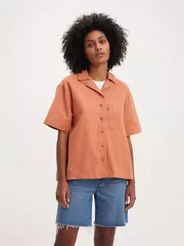 Ari Short Sleeve Resort Shirt - Orange / Orange Garment Dye