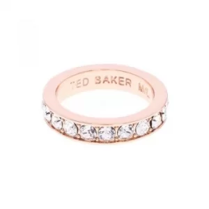 Ted Baker Ladies Rose Gold Plated Claudie Narrow Crystal Band Ring Ml