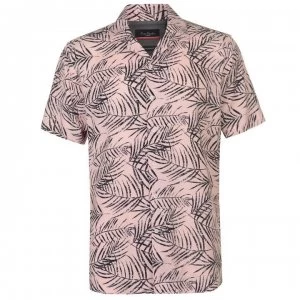 Pierre Cardin Palm Short Sleeve Shirt Mens - Pink/Black