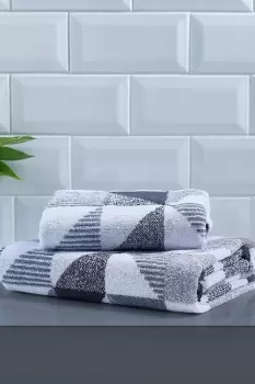 'Hendra' 100% Cotton Jacquard Geo Design Towel