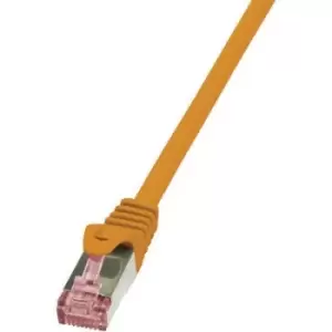 LogiLink CQ2038S RJ45 Network cable, patch cable CAT 6 S/FTP 1m Orange Flame-retardant, incl. detent