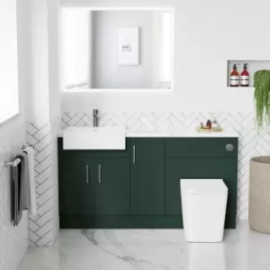 1500mm - 1800mm Green Toilet and Sink Unit with Marble Worktop and Chrome Fittings - Coniston