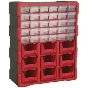 375 x 165 x 470mm 39 Drawer Parts Cabinet - RED - Wall Mounted / Standing Box