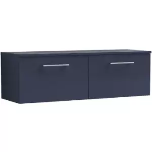 Arno Matt Electric Blue 1200mm Wall Hung 2 Drawer Vanity Unit with Worktop - ARN1722W2 - Electric Blue - Nuie