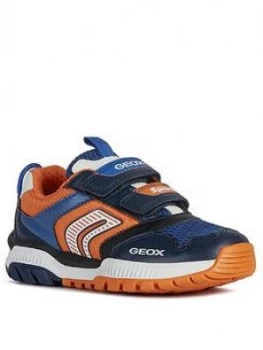 Geox Boys Tuono Strap Trainers - Navy/Orange, Navy/Orange, Size 2.5 Older