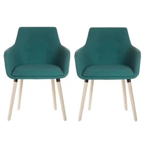 Teknik 4 Legged Soft Padded Office Chair 2 Pack - Jade