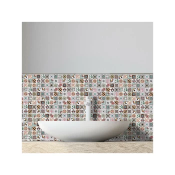Geo Blush Mosaic Tile Sheet 300mm x 300mm - Multi - Mosaic Warehouse