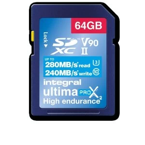 Integral 64GB SD Card SDXC Cl10 Ush 2 U3 V90 R-280 W-240 Mb/S
