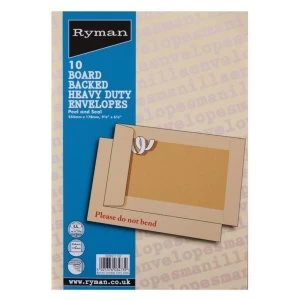 Ryman Board Backed Envelopes 254x178mm Peel & Seal - Pack of 10