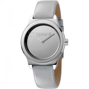 Esprit Magnolia Womens Watch featuring a Light Grey Patent Leather Strap and Silver Mirror Dial