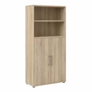 Prima Bookcase with 4 Shelves and 2 Doors, Oak