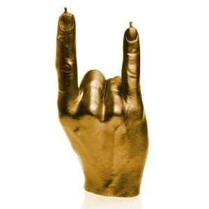 Gold Devil Horns Hand RCK Rock Gesture Candle