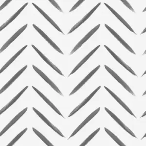 Holden Chevron Brush Marks Black & White Wallpaper - wilko