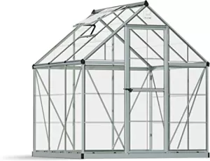 Palram 6 x 6ft Harmony Silver Aluminium Apex Greenhouse with Clear Polycarbonate Panels