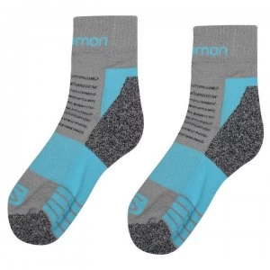 Salomon Merino Low 2 Pack Ladies Walking Socks - Grey/Blue