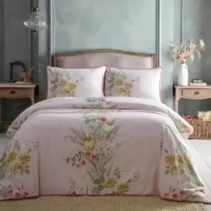 Trudy Floral 100% Cotton 200 Thread Count Duvet Cover Set, Blush Pink, Double - Appletree Heritage