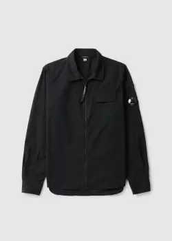 C.P. Company Mens Gabardine Zipped Shirt In Black