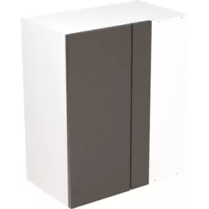 Kitchen Kit Flatpack Slab Kitchen Cabinet Wall Blind Corner Unit Super Gloss 600mm in Graphite MFC
