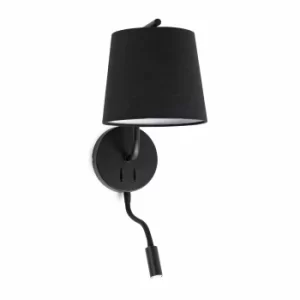 Berni 1 Light Indoor Wall Light Reading Lamp Black, E27