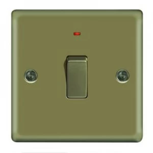 Wickes 20A Light Switch + LED 1 Gang Pearl Nickel Raised Plate