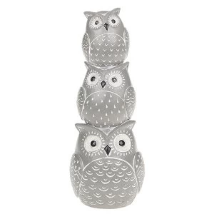 Country Grey Wise Owl Trio Ornament