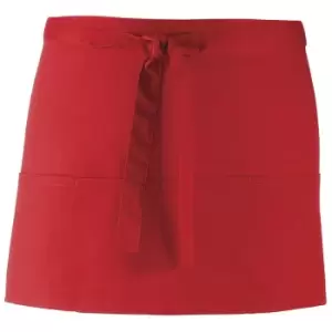 Premier Ladies 'colours' 3 Pocket Apron / Workwear (pack Of 2) (one Size, Red)