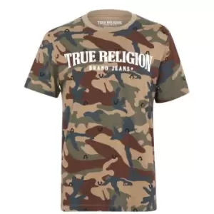 True Religion Camo Print T Shirt - Green
