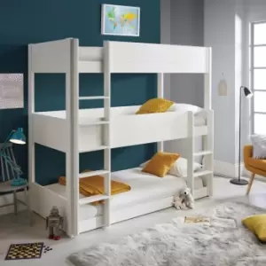 Snowdon White Three Tier Bunk Bed and Spring Mattresses