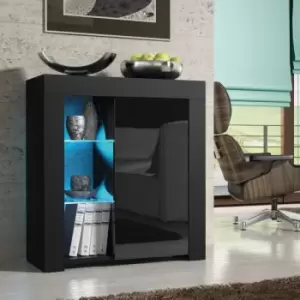 Sideboard tv Unit Modern Cabinet Cupboard tv Stand Living Room High Gloss Doors - Black - Black