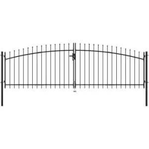 Double Door Fence Gate with Spear Top 400x175cm Vidaxl Black