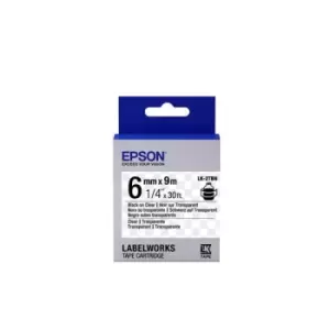 Epson LK-2TBN Black on Clear 6mm x 9m Labelling Tape