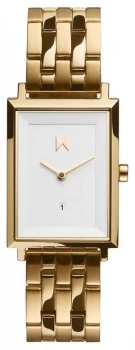 MVMT Signature Square Gold Plated Steel Bracelet White Watch