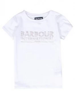 Barbour International Girls Knockhill Metallic Logo T-Shirt - White