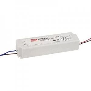 Mean Well LPV-60-12 LED transformer Constant voltage 60 W 0 - 5 A 12 V DC not dimmable, Surge protection