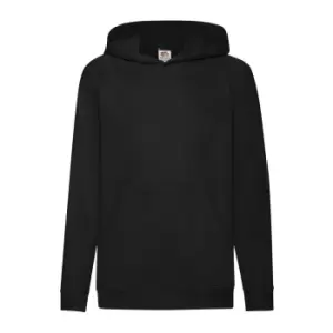 Fruit Of The Loom Childrens Unisex Lightweight Hooded Sweatshirt / Hoodie (7-8) (Black)