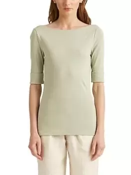 Lauren by Ralph Lauren Judy Elbow Sleeve Knit Top - Green, Size S, Women