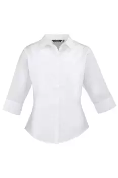 3 4 Sleeve Poplin Blouse Plain Work Shirt