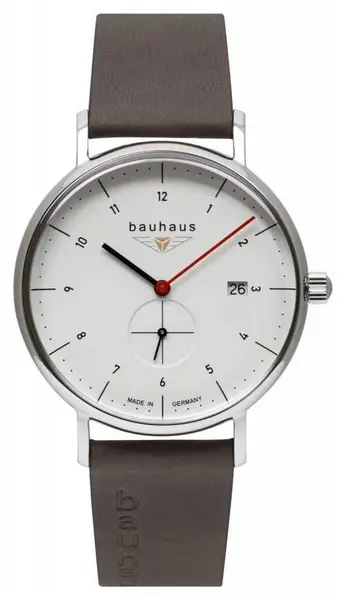 Bauhaus 2130-1 Mens Brown Leather Italian Strap White Watch
