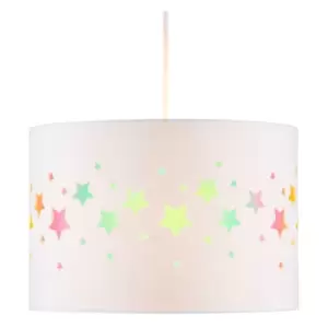 Glow Light Shade Iridescent Stars Easy Fit Ceiling Lampshade - White - Litecraft